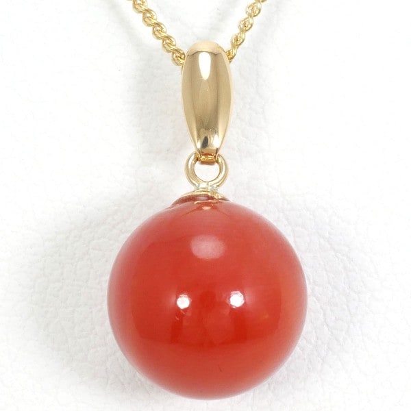 K18 18金 YG イエローゴールド ネックレス サンゴ 約45cm ジュエリー 中古