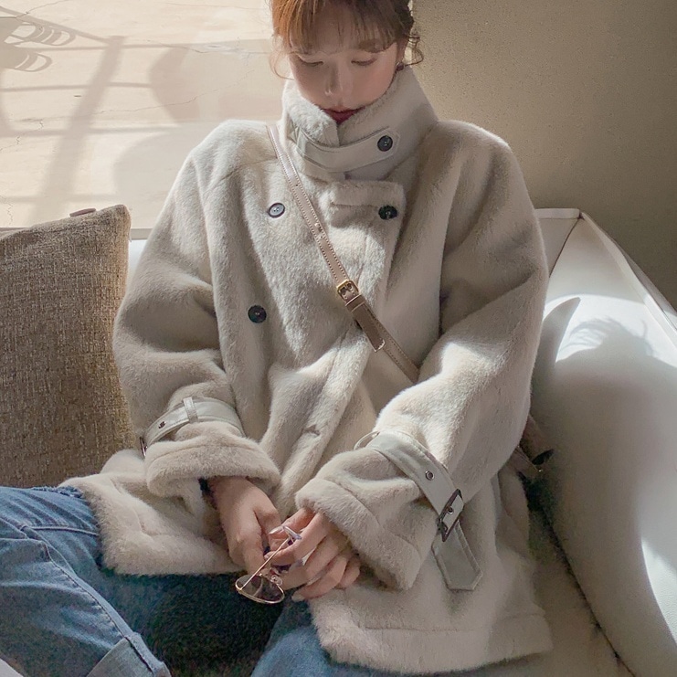 アウター コート ミディアム丈コート 長袖 襟付き ハイネック ミディアム丈 前開き ダブルボタン ウエストベルト ポケット かわいい 大人可愛い きれいめ シンプル 上品 おしゃれ かっこいい 9,216円