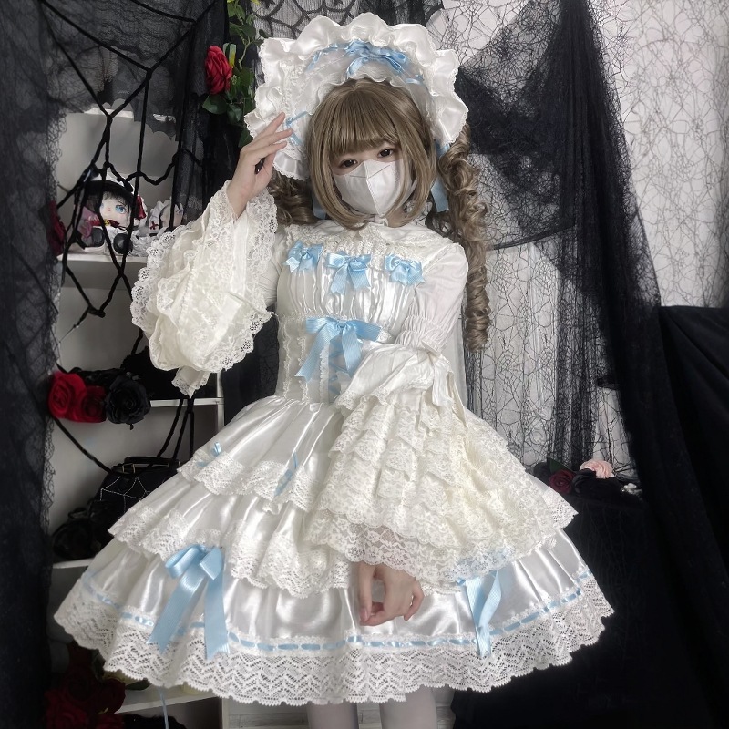 Lolita春夏モデル姫袖中にロリータ可愛いレースラッパ袖シャツを掛けます