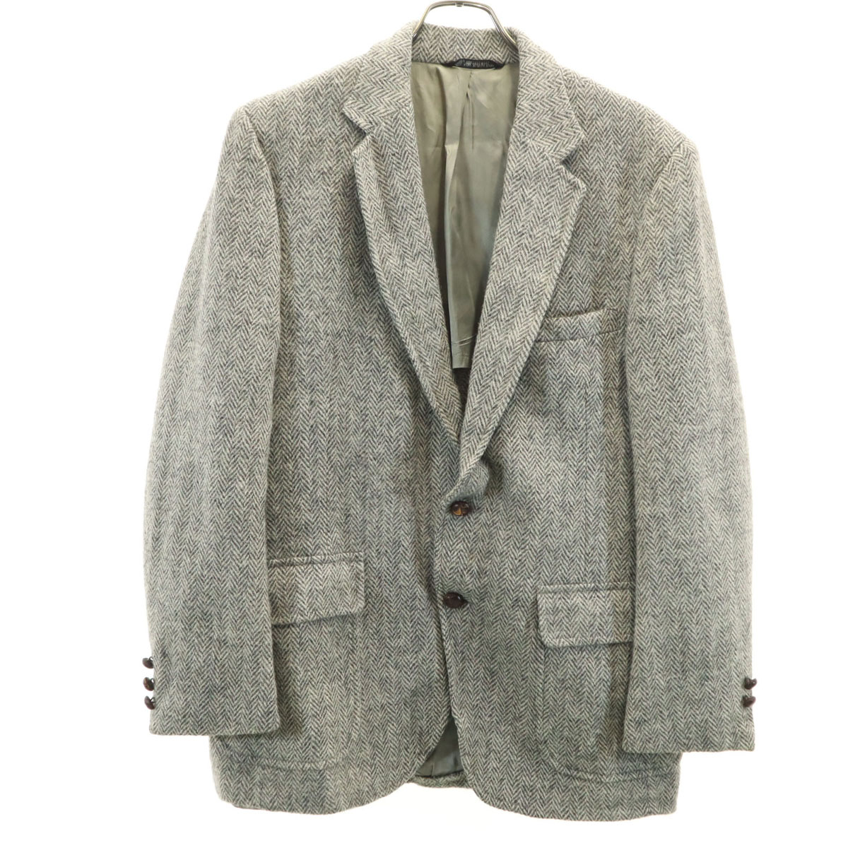 WICKHAM 70s 80s ヴィンテージ ヘリンボーン柄 ハリスツイード生地 テーラードジャケット グレー Harris Tweed メンズ 古着
