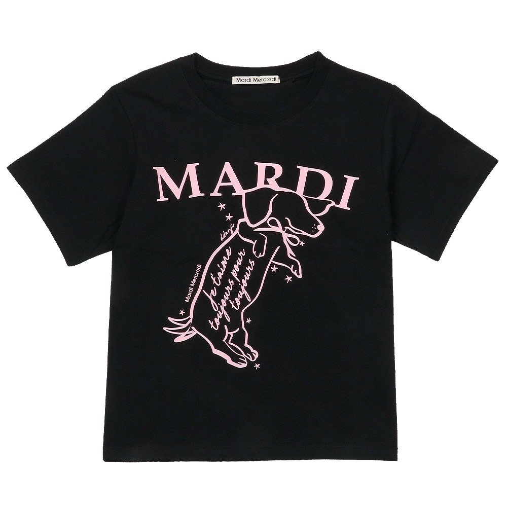 Tシャツ SLIM TSHIRT SWING THE TAIL DDANJI BLACK PINK 半袖 レディース 韓国 ファッション アパレル ダックスフント