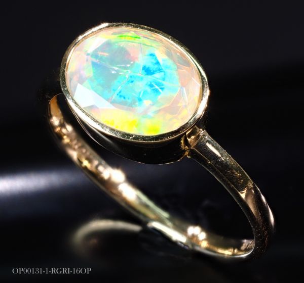 18金 天然石 オパール リング 指輪 シンプル プレゼント 最高 18K 刻印有 74
