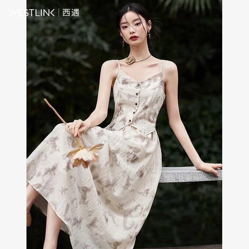 VネックホルターウエストAスイングドレス女性春新作不規則なプリントワンピース パーティードレス パーティドレス ドレス ロングドレ パーティードレス 結婚式 二次会 ワンピース