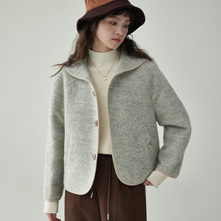 レディース コート フリース アウター 上着 長袖 フェミニン ポケット 前開き ボタン かわいい 大人可愛い シンプル カジュアル おしゃれ こなれ感 マニッシュ ガーリー ルーズ 抜け感 キュート
