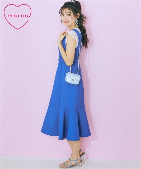ジャンパースカート 大きいサイズ ベルト付マーメイドジャンパースカート marun