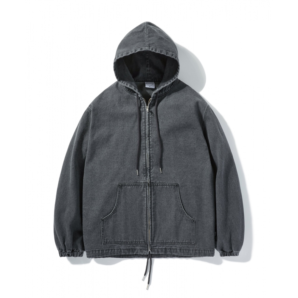 MINIMALPROJECT オーバーフィット ストーンウォッシング デニムフード ジップジャケット MDJ103 [DARK GRAY]