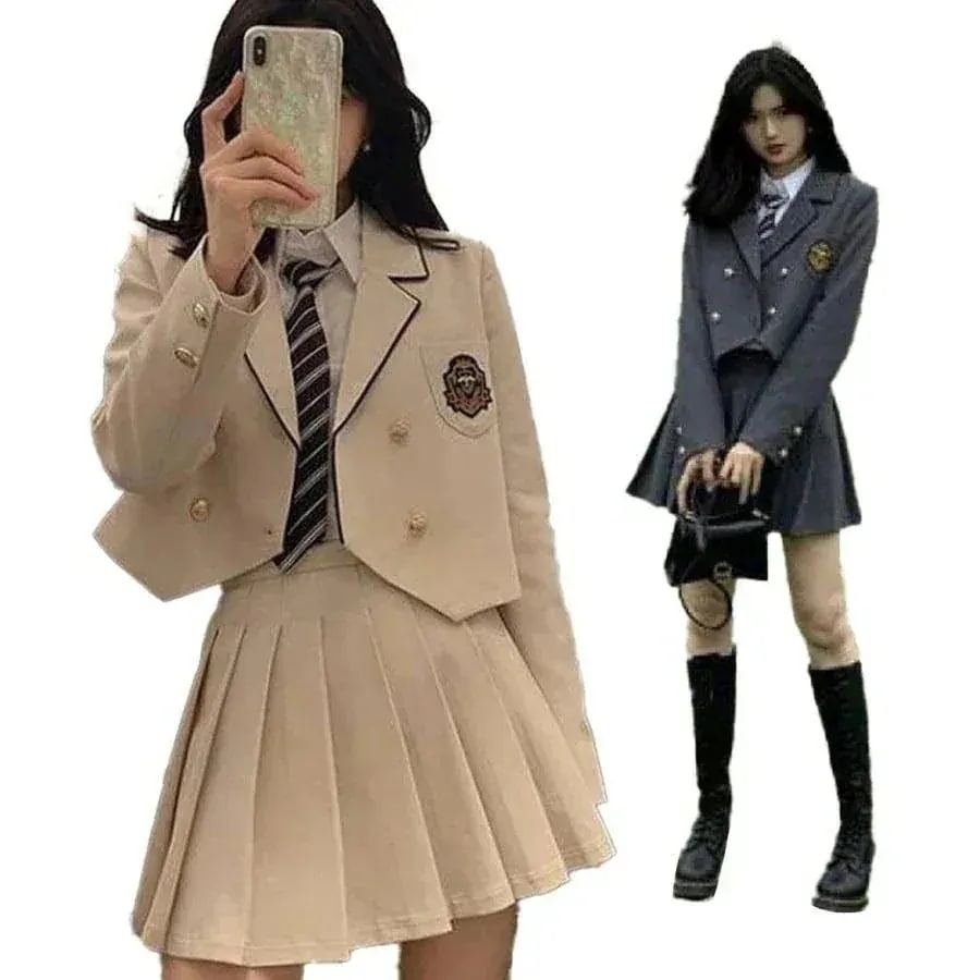 【最短3日発送】品質いいな 卒業式 フォーマル スーツ 女の子 韓国 制服 高校生 中学生 4点セット ブレザー 長袖 スクール学生服 制服 通学 女子高生 卒服 ジュニアスー