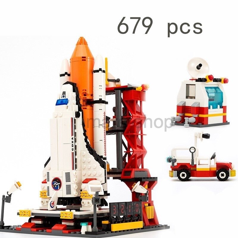 ブロック スペースシャトル 基地 打ち上げセンター ミニフィグ 679ピース 男の子 組み立て 教育玩具 互換品
