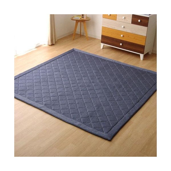 1380000001170 ラグ カーペット 2畳 デニム調 ニットキルトラグ アルバ2IT ブルー 190×190cm メーカー直送