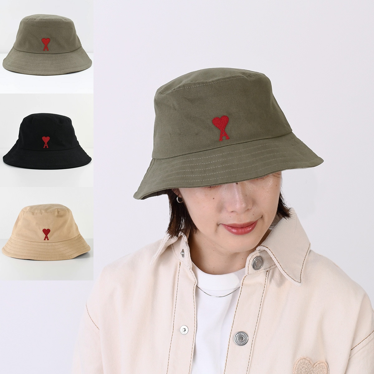 AMI ALEXANDRE MATTIUSSI アミ パリス バケットハット 帽子 Ami de Coeur エンブロイダリー UHA246 AW0041 レディース ユニセックス バケハ ロゴ