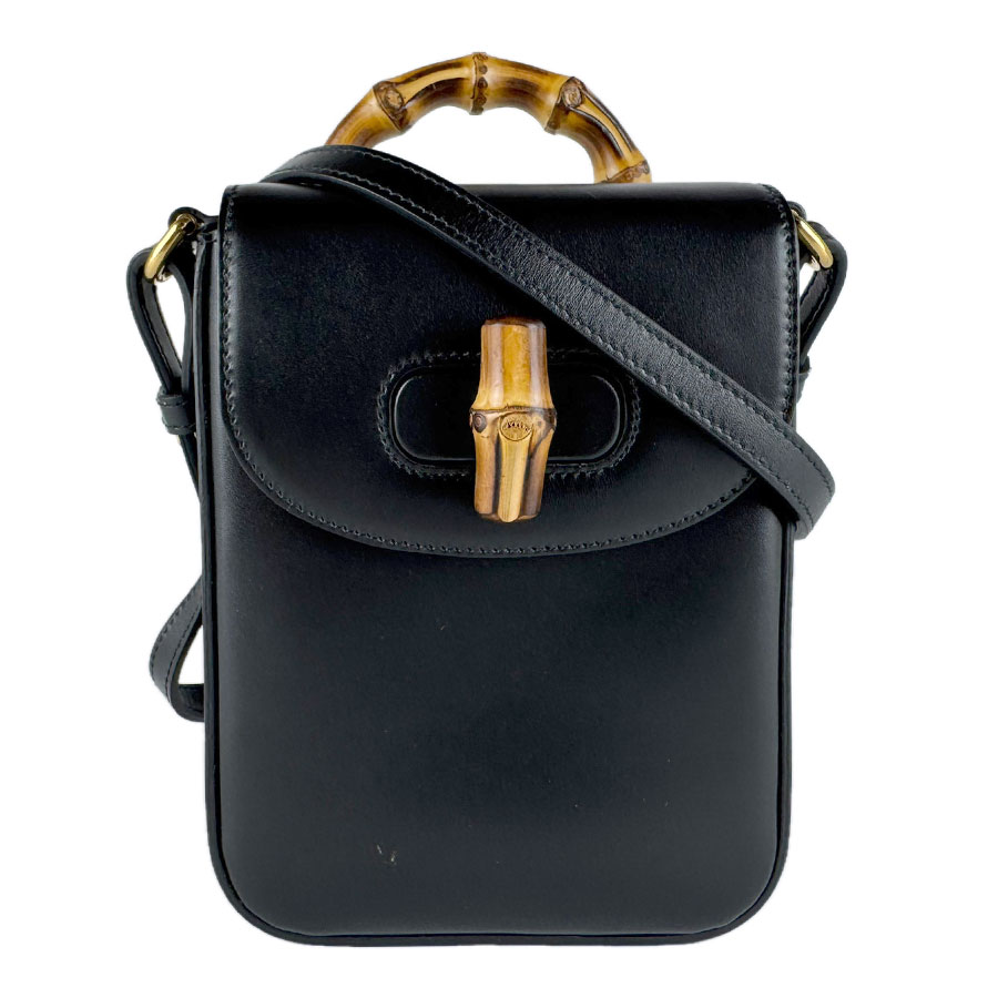 グッチ GUCCI ショルダーバッグ ハンドバッグ バックパック バンブー レザー ブラック ゴールド レディース z9430
