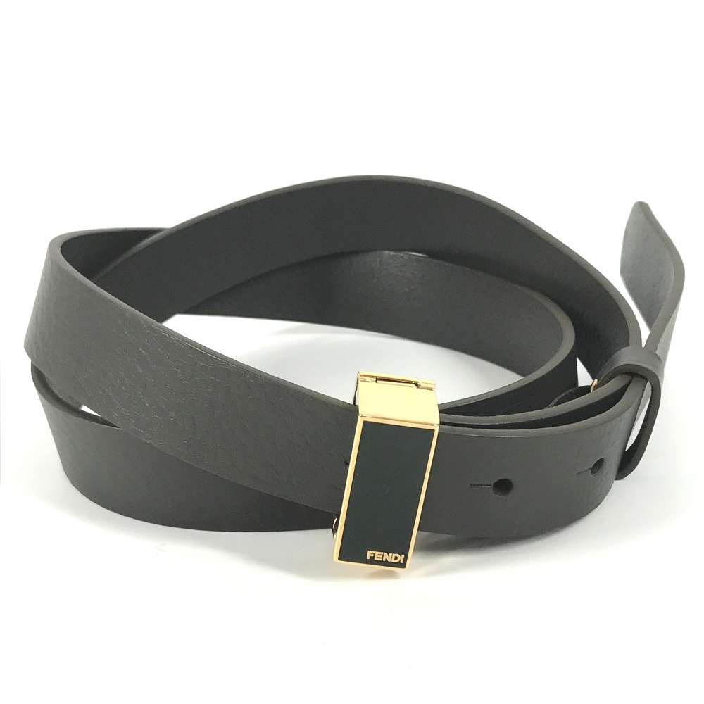 ベルト ロゴ アクセサリー レザー カーキグレー系