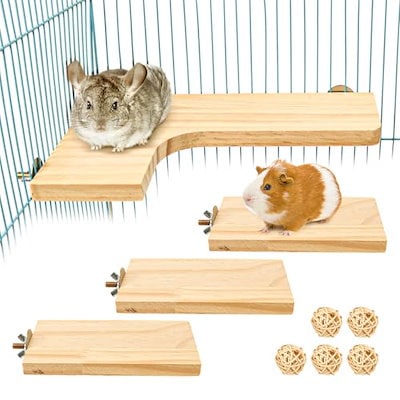 他サイト： 3点セット ペット用品 小動物 L字型 木製コーナーステージ ハムスターのステップ 踏み台 シマリス モモンガ チンチラ チビトトロ 飼育ケージ内装 足場 遊び場 運動不足に対応 取り付け簡単 安全 の商品画像