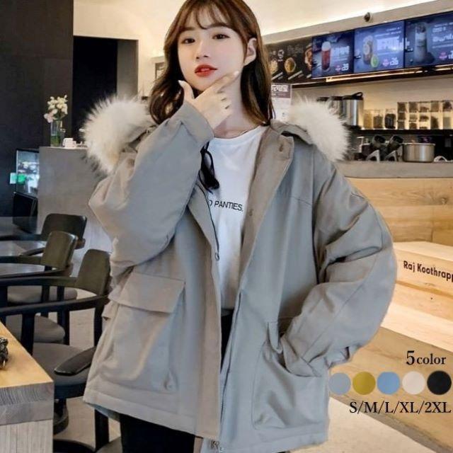 【即納】モッズコート レディース 中綿 アウター フェイクファー もこもこ フード付き 秋 冬 暖かい 防寒 大きいサイズ