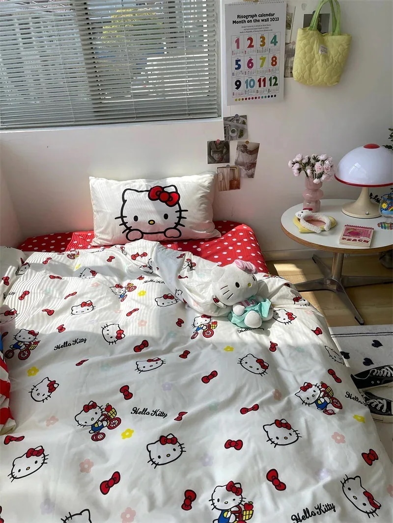 リメンがとっても可愛い0番手コットン4点セット純綿シーツ掛け布団カバー寝具