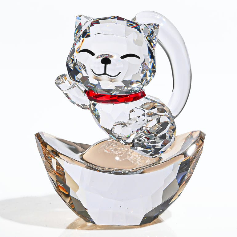 クリスタルフィギュア アジアシンボル 招き猫 ねこ ネコ キャット 開運 招福 クリア 5692857 インテリア オブジェ 置物