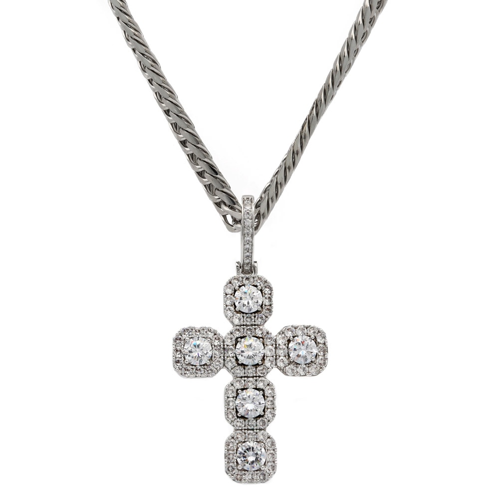 ステンレス クロスネックレス ダブル喜平 [n541-silver]