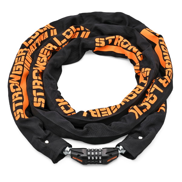 D48418 バイクロック 30mm幅チェーン φ8mmスチール合金製 ストロンガーチェーンロック ダイヤルロックタイプ 2.5m