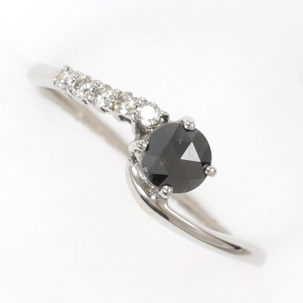 K18 18金 WG リング 指輪 15号 ブラックダイヤ ダイヤ 計0.45 ジュエリー 中古