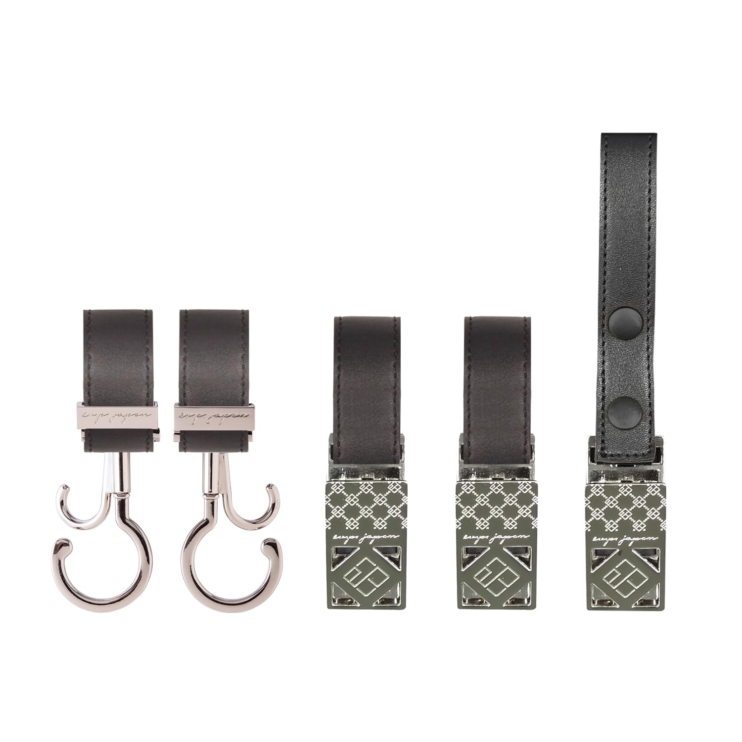 Qoo10最安値挑戦 e.x.p.japon(イー・エクス・ピー・ジャポン) e-dup01 ドレスアップセットSV×合皮×ブラック 360度回転 ダブルフック＆シューズクリップ＆ブランケットクリップ