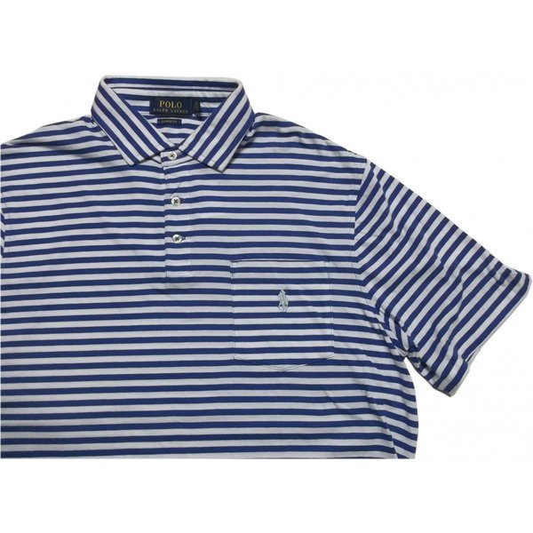 半袖 ワンポイント スムース 天竺シャツ ボーダー ブルー PR2-1212