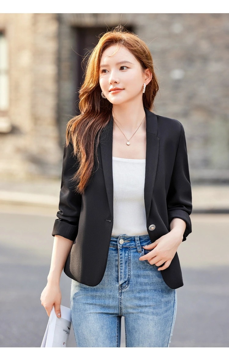 ジャケット 女性用 紫色 高級感 フォーマル 秋季 新作 おしゃれ 修身 カジュアル 収納ポケット