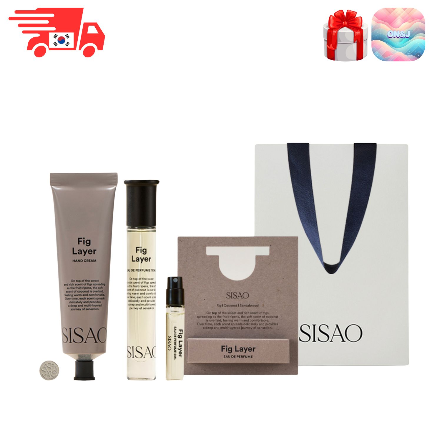 [SISAO]ハンドクリーム_50ML_オードパルファン_10ML_レイヤリングセット_ショッピングバッグ付き_ギフト_プレゼント_人気_香水