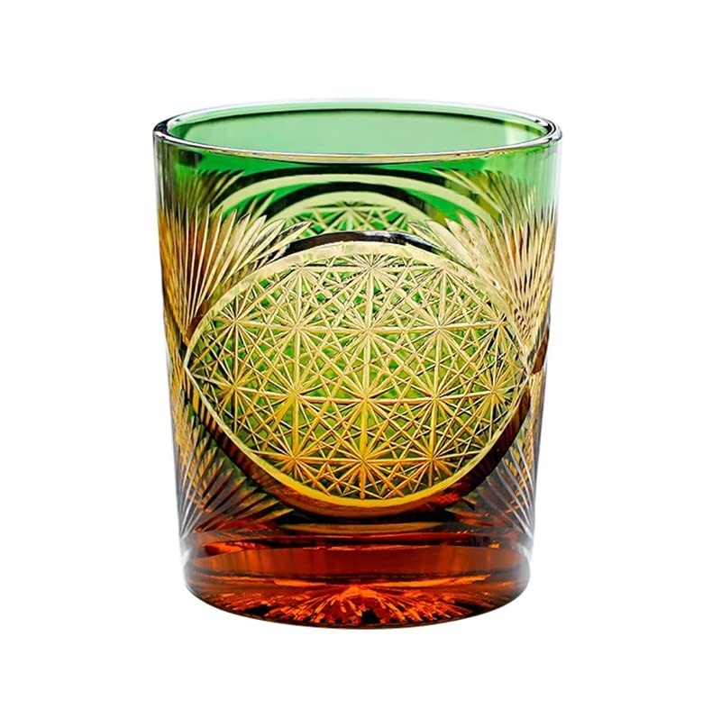 切子 菊柄鳥羽 高級グラス 冷酒杯 手作りワインセット ロックグラス ビールウイスキーグラス 250ml