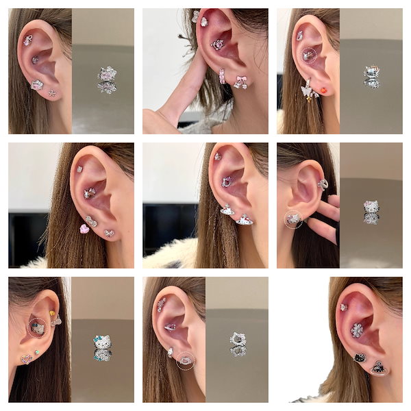 Qoo10] 耳骨ピアス 可愛い キティちゃんチタン全