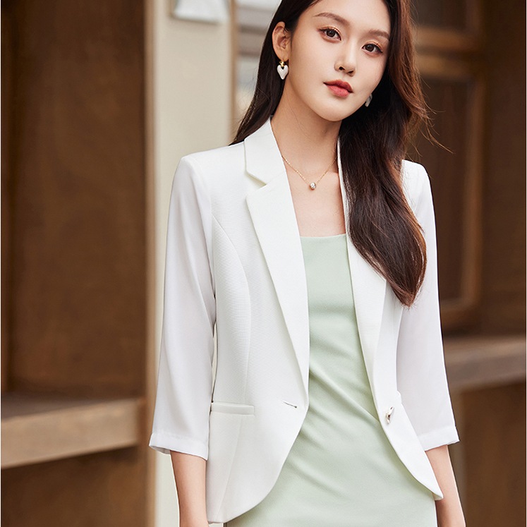 レディース アウター ジャケット シングル 羽織 キレイめ ベーシック 大人 セレブ 半端袖 ７分袖 シック 上品 ホワイト ブラック 白 黒 20代 30代 40代 通勤 通学