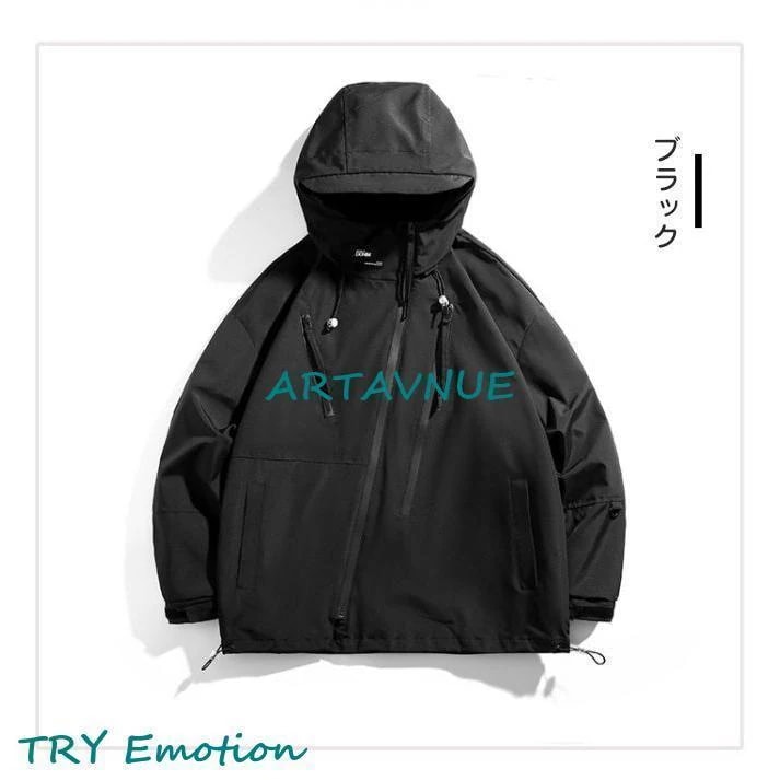 通勤 ジャケット 春 パーカー 斜めのジップ 防寒性 アウター 耐久性 ブルゾン 冬 ジャンパー 撥水加工 通学 メンズ マウンテンパーカー 秋トップスフード付き