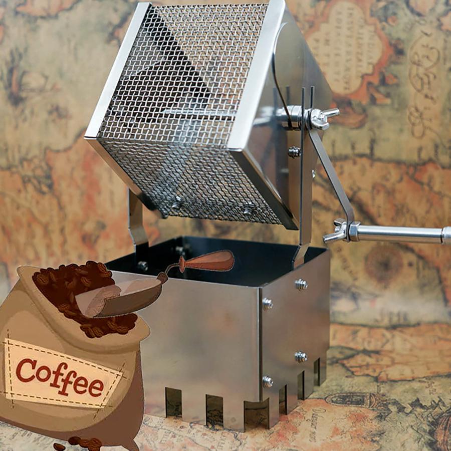 コーヒーロースター 焙煎機 豆のベーキングメーカー ステンレス鋼製コーヒーロースター 手動回転 コーヒー 豆焙煎機 エスプレッソ機械 家庭用コーヒーベーキング