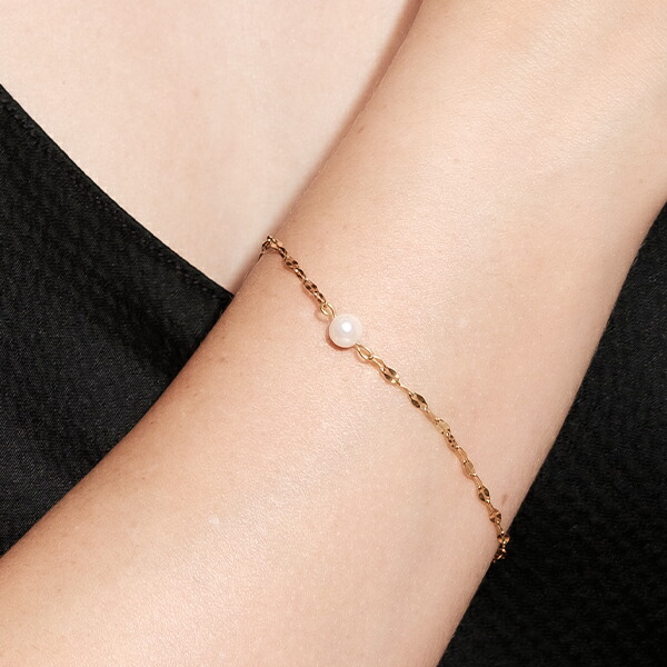 あこや真珠 ブレスレット ペタルチェーン 20代 YG 誕生石 6月 ステンレス サージカルステンレス