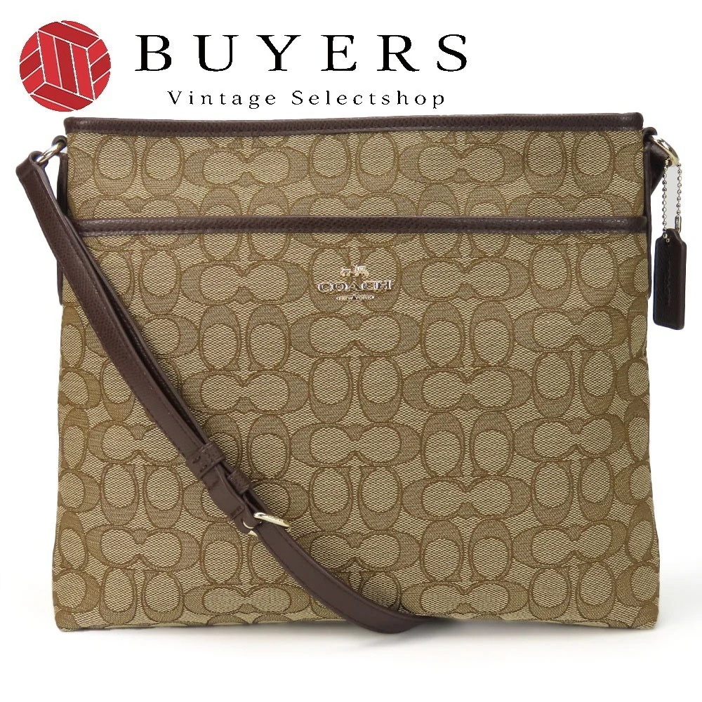 中古 ショルダーバッグ F55363 シグネチャー キャンバス レザー ブラウン ゴールド金具 斜め掛け カジュアル レディース 女性