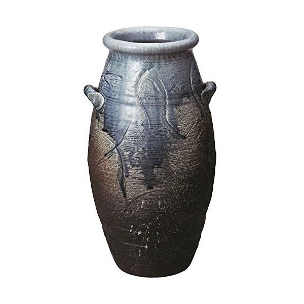 青ビードロ耳付花入　19号 （信楽焼花瓶花入れ花器壺壷水盤一輪挿しフラワーベースＨ）
