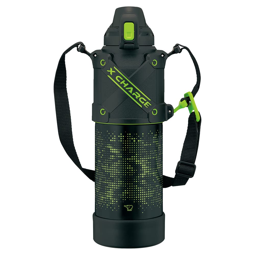 象印マホービン(ZOJIRUSHI) 水筒 シームレスせん スポーツタイプ 大容量 1.5L 直飲み ステンレスクールボトル ライムブラック せんとパッキン一体化 お手入れ簡単 洗う点数2点のみ SD