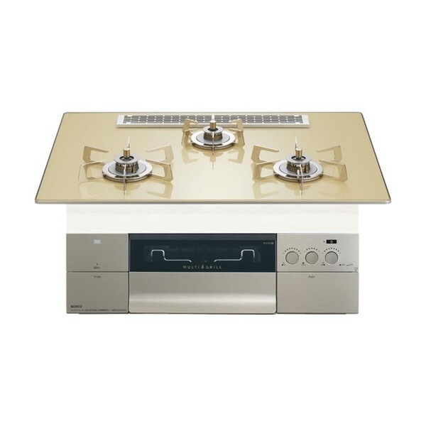 N3S25PWASFSTESC-13A シャンパンゴールドガラストップ プログレ ビルトインガスコンロ (都市ガス用・3口・幅75cm)