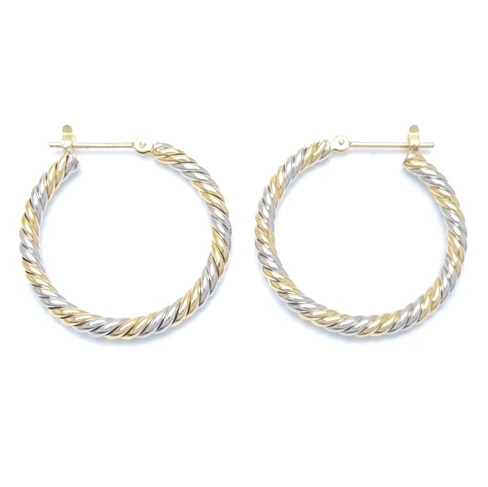 フープ ピアス コンビカラー K18YG イエローゴールドxPt900プラチナ /28142【中古】