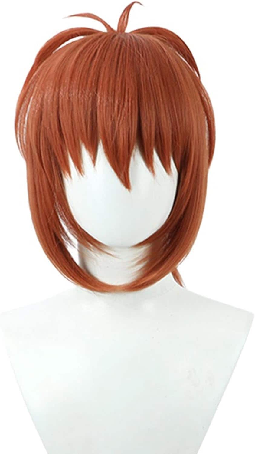 コスプレウィッグ緋村剣心ポニーテールオレンジ色耐熱文化祭小物ハロウイーンウィッグかつらネット付きコスチューム