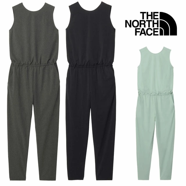 ザ・ノース・フェイス レディース オーバーオール フレキシブルオールインワン ノースリーブ つなぎ 袖なし アパレル ワンピース NPW22583 ブラック 黒 ミックスチャコール アイスバーググリー
