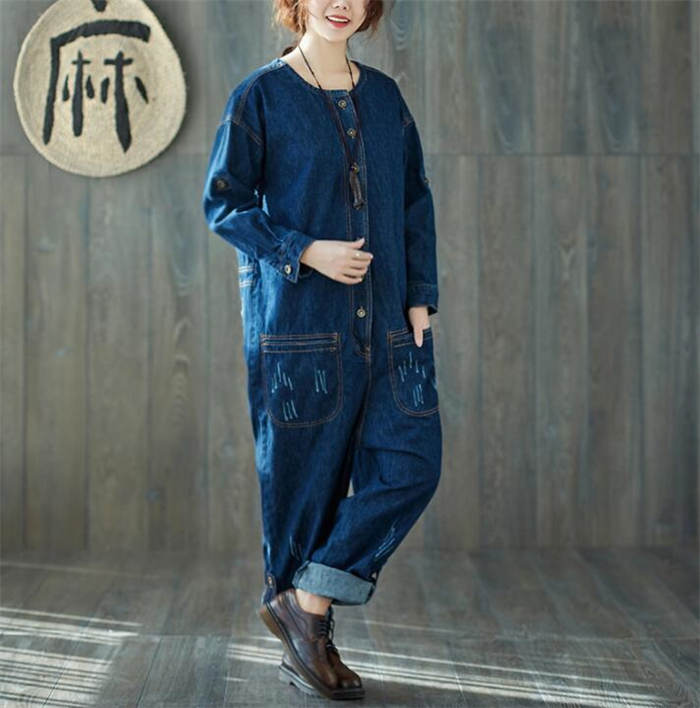 【期間特恵】デニム　オールインワン　レディース つなぎ 大きいサイズ サロペット　オーバーオール 4,957円
