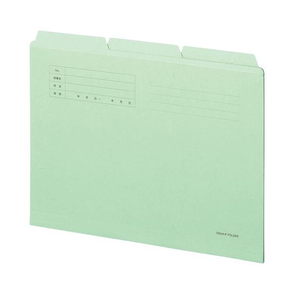 (まとめ) TANOSEE カットフォルダー3山 A4 グリーン 1組（3冊） (×30セット)