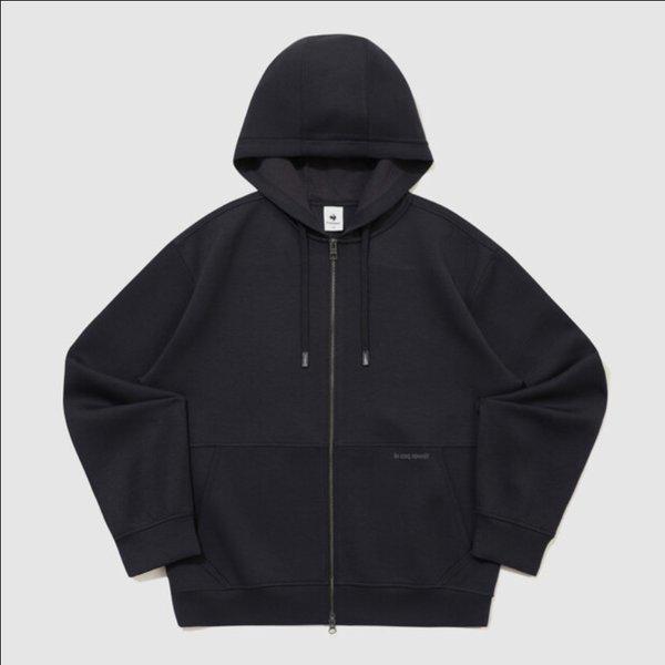 QR123LFT13 ユニ クッション地 ルーズフィット フード付きジップアップ / BLACK