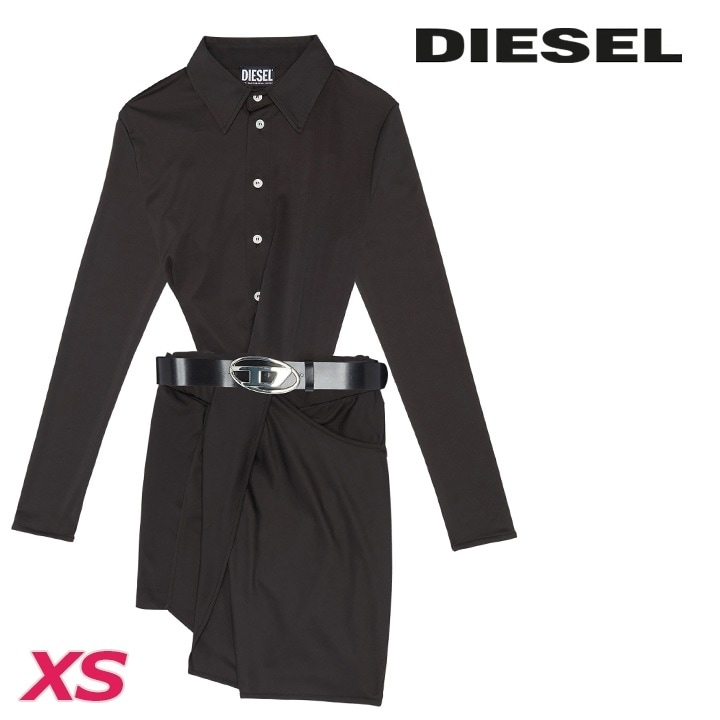 ドレスシャツミニワンピース レディース D-ELM レザーベルト付き スリムフィット die-l-t-f4-6jc 8,316円