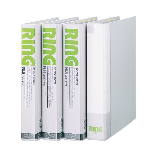 （まとめ）ライオン事務器 リングファイルNFシリーズ A4タテ 2穴 340枚収容 背幅55mm ライトグレー NF-243 1冊 (×3セット)