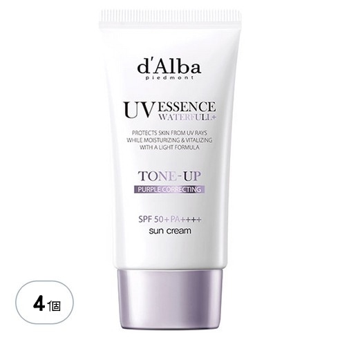 ウォータープルーフ パープル トーンアップ 日焼け止め SPF50+ PA++++, 50ml, 4個