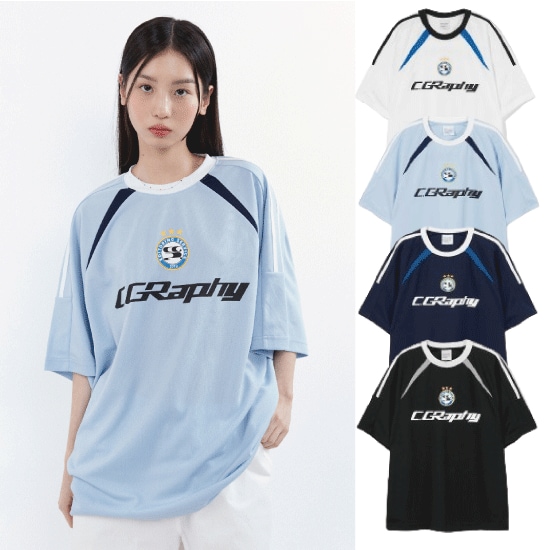 WAVE ロゴ シンボル スポーツ ジャージ 半袖 Tシャツ (4 COLORS)