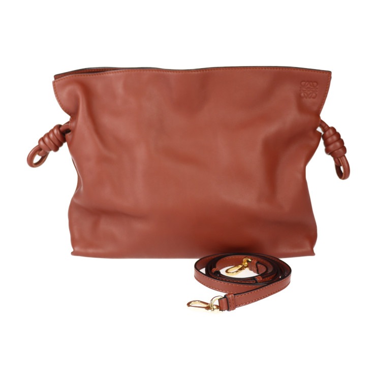 美品 LOEWE ロエベ ショルダーバッグ A411 FC1 フラメンコ クラッチ ミディアム レザー ブラウン系 ゴールド金具 2WAY 本物保証 中古