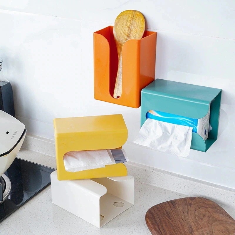ノンマーキングペーパーボックス壁掛けティッシュホルダー付きのクリエイティブでシンプルなプラスチック製多機能トイレットペーパーボックス