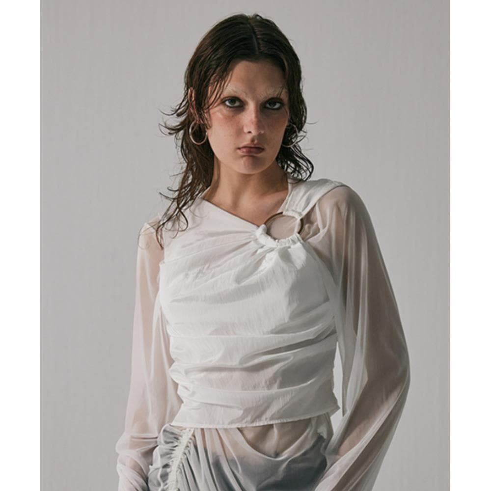 TREEMINGBIRD Metal Circle Drape Sleeveless White TMB24